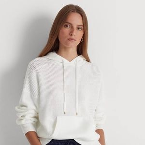 Ralph Lauren Combed Cotton Hoodie Sweater White